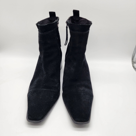 Zara Square Toe Suede Ankle Black Booties Size Women's 42 - Picture 3 of 14